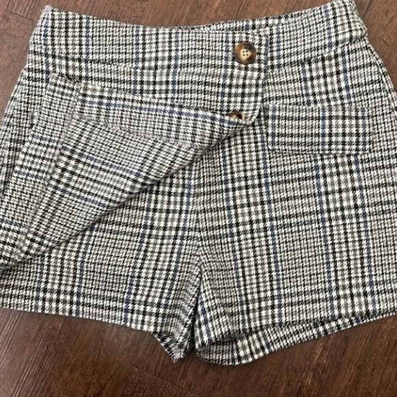 Hyfve Checked Plaid Houndstooth Shorts Skort Tan & Black Size L - Picture 3 of 3